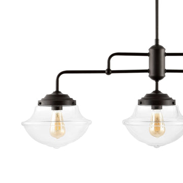 Avery 37.5" Industrial Farmhouse Rustic Iron/Glass Linear LED Pendant - JONATHAN Y